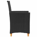havestole 2 stk. med hynder polyrattan og massivt træ sort