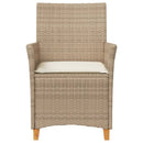 havestole 2 stk. med hynder polyrattan og massivt træ beige