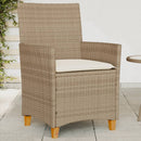 havestole 2 stk. med hynder polyrattan og massivt træ beige