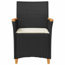 havestole 2 stk. med hynder polyrattan og massivt træ sort