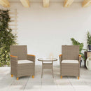 havestole 2 stk. med hynder polyrattan og massivt træ beige