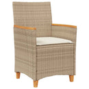 havestole 2 stk. med hynder polyrattan og massivt træ beige