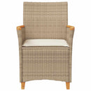 havestole 2 stk. med hynder polyrattan og massivt træ beige