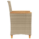 havestole 2 stk. med hynder polyrattan og massivt træ beige