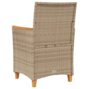 havestole 2 stk. med hynder polyrattan og massivt træ beige