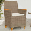 havestole 2 stk. med hynder polyrattan og massivt træ beige