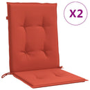 stolehynder med lav ryg 2 stk. 100x50x4 cm stof red
