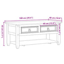 sofabord med skuffer Corona 100x48x45 cm massivt fyrretræ