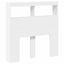 sengegavl med opbevaring og LED-lys 100x17x102 cm hvid