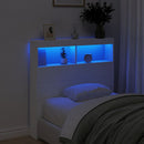 sengegavl med opbevaring og LED-lys 100x17x102 cm hvid