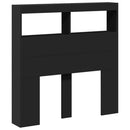 sengegavl med opbevaring og LED-lys 100x17x102 cm sort
