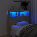 sengegavl med opbevaring og LED-lys 100x17x102 cm sonoma-eg