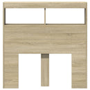 sengegavl med opbevaring og LED-lys 100x17x102 cm sonoma-eg