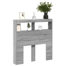 sengegavl med opbevaring og LED-lys 100x17x102 cm grå sonoma-eg