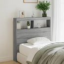 sengegavl med opbevaring og LED-lys 100x17x102 cm grå sonoma-eg