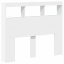 sengegavl med opbevaring og LED-lys 120x17x102 cm hvid