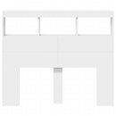 sengegavl med opbevaring og LED-lys 120x17x102 cm hvid