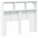 sengegavl med opbevaring og LED-lys 120x17x102 cm hvid