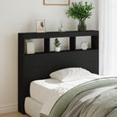sengegavl med opbevaring og LED-lys 120x17x102 cm sort