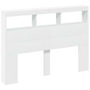 sengegavl med opbevaring og LED-lys 140x17x102 cm hvid