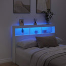sengegavl med opbevaring og LED-lys 140x17x102 cm hvid