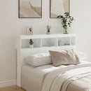 sengegavl med opbevaring og LED-lys 140x17x102 cm hvid