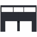 sengegavl med opbevaring og LED-lys 140x17x102 cm sort
