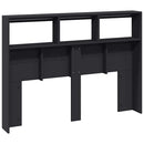 sengegavl med opbevaring og LED-lys 140x17x102 cm sort