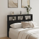 sengegavl med opbevaring og LED-lys 140x17x102 cm sort