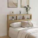 sengegavl med opbevaring og LED-lys 140x17x102 cm sonoma-eg