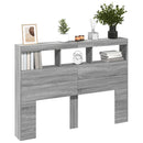 sengegavl med opbevaring og LED-lys 140x17x102 cm grå sonoma-eg