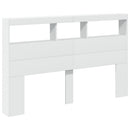 sengegavl med opbevaring og LED-lys 160x17x102 cm hvid