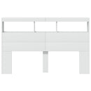 sengegavl med opbevaring og LED-lys 160x17x102 cm hvid