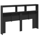 sengegavl med opbevaring og LED-lys 160x17x102 cm sort