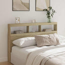 sengegavl med opbevaring og LED-lys 160x17x102 cm sonoma-eg