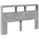 sengegavl med opbevaring og LED-lys 160x17x102 cm betongrå