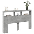 sengegavl med opbevaring og LED-lys 160x17x102 cm betongrå