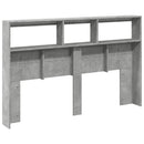 sengegavl med opbevaring og LED-lys 160x17x102 cm betongrå