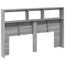 sengegavl med opbevaring og LED-lys 160x17x102 cm grå sonoma-eg