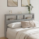 sengegavl med opbevaring og LED-lys 160x17x102 cm grå sonoma-eg