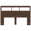 sengegavl med opbevaring og LED-lys 160x17x102 cm brunt eg