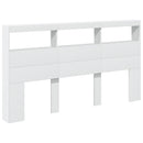 sengegavl med opbevaring og LED-lys 180x17x102 cm hvid