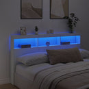 sengegavl med opbevaring og LED-lys 180x17x102 cm hvid