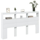 sengegavl med opbevaring og LED-lys 180x17x102 cm hvid