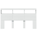 sengegavl med opbevaring og LED-lys 180x17x102 cm hvid