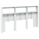 sengegavl med opbevaring og LED-lys 180x17x102 cm hvid