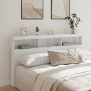 sengegavl med opbevaring og LED-lys 180x17x102 cm hvid