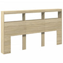 sengegavl med opbevaring og LED-lys 180x17x102 cm sonoma-eg
