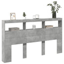 sengegavl med opbevaring og LED-lys 180x17x102 cm betongrå