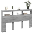 sengegavl med opbevaring og LED-lys 180x17x102 cm grå sonoma-eg